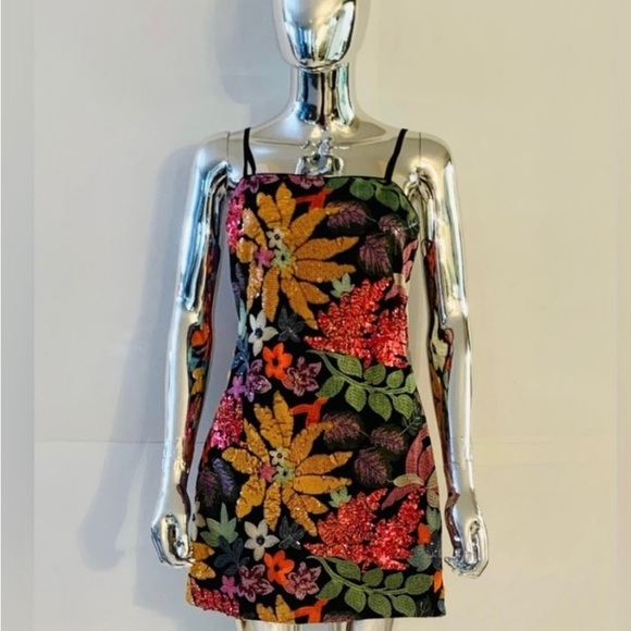 Ramy Brook Sequined Floral Embroidered Dress - Picture 10 of 12